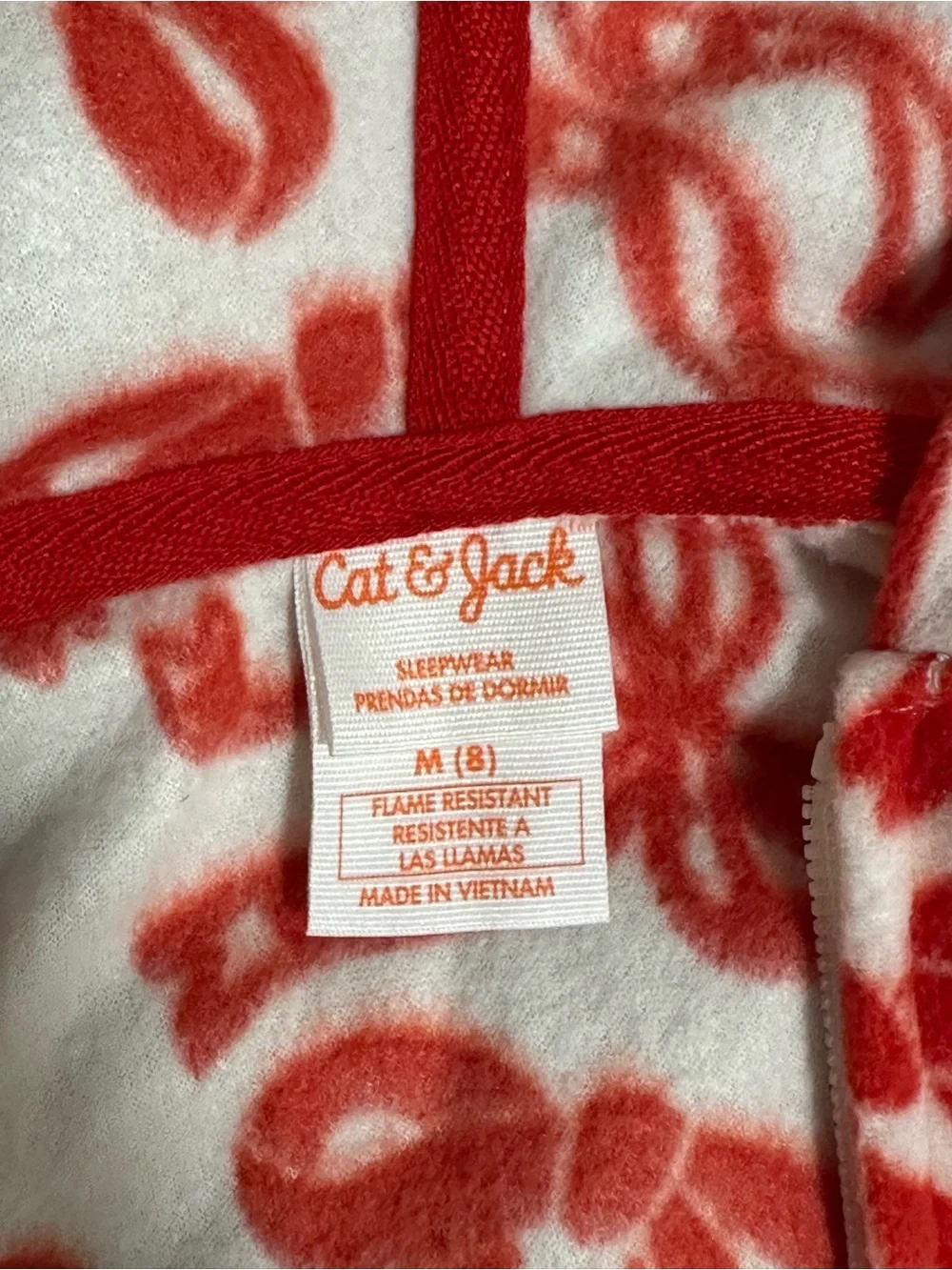 Cat & Jack Red Bow-Print Hooded One-Piece Pajamas